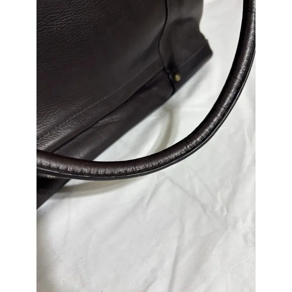 Solo New York Brown Leather Laptop Tote Bag Work Business Shoulder Bag Padded